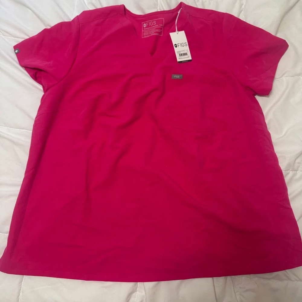Figs Vivid Pink Scrub Top
